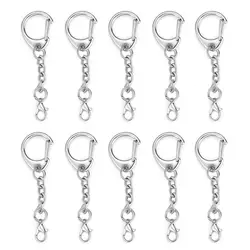 5/10pcs Lobster Clasp Key Ring 45-60mm Chain C shape Clasps Connector Hook for DIY Jewelry Making Findings Key Chain Accessories