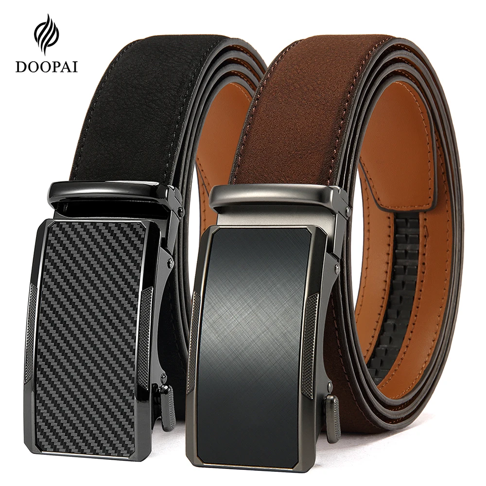 

Мужской кожаный ремень DOOPAI, автоматический, в различных цветах, модный, повседневный, с пряжкой-трапецией, для брюк