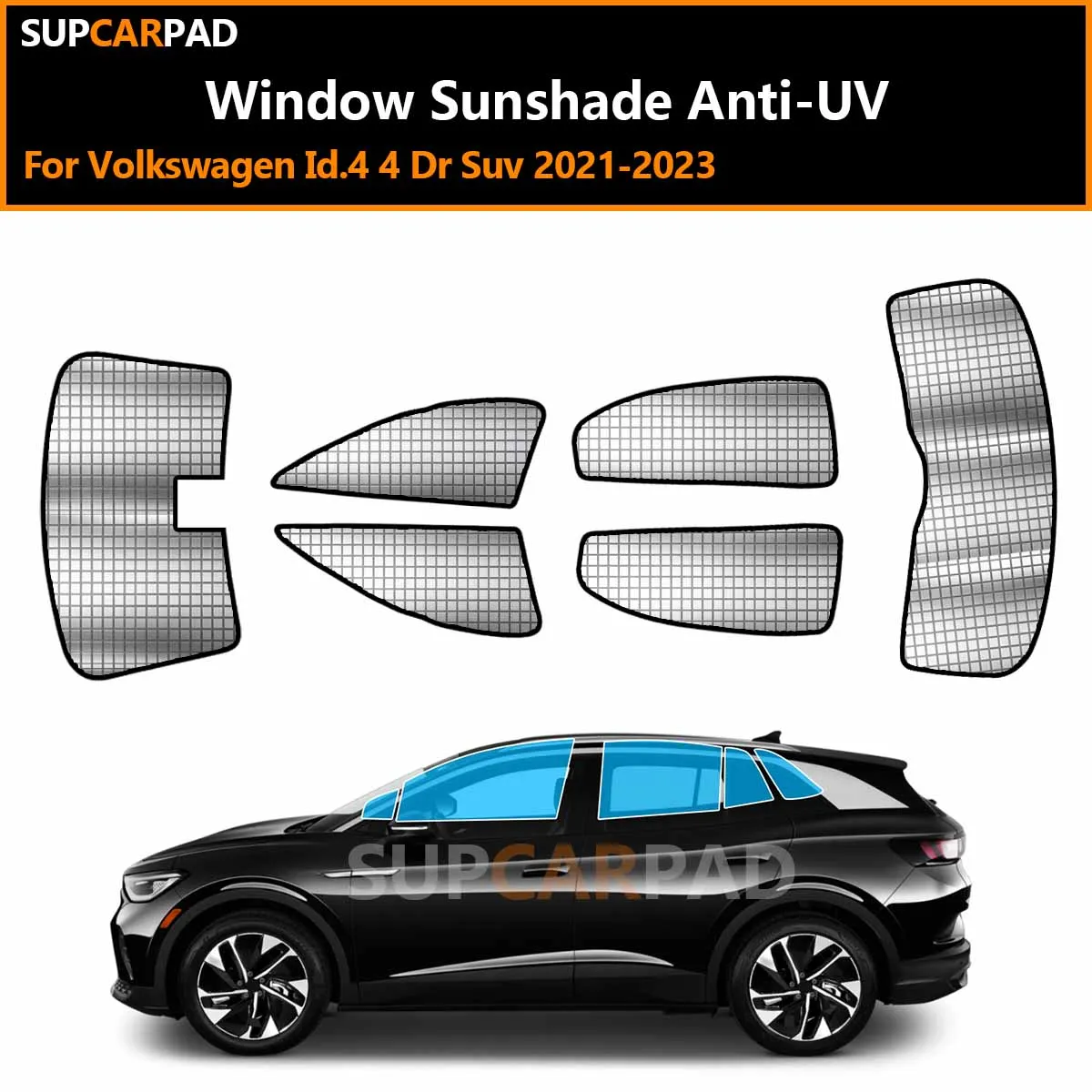 

Для Volkswagen ID.4 4-дверный внедорожник 2021-2023: Индивидуальные солнцезащитные шторки на окна автомобиля, анти-УФ, козырьки-накладки на окна, аксессуары