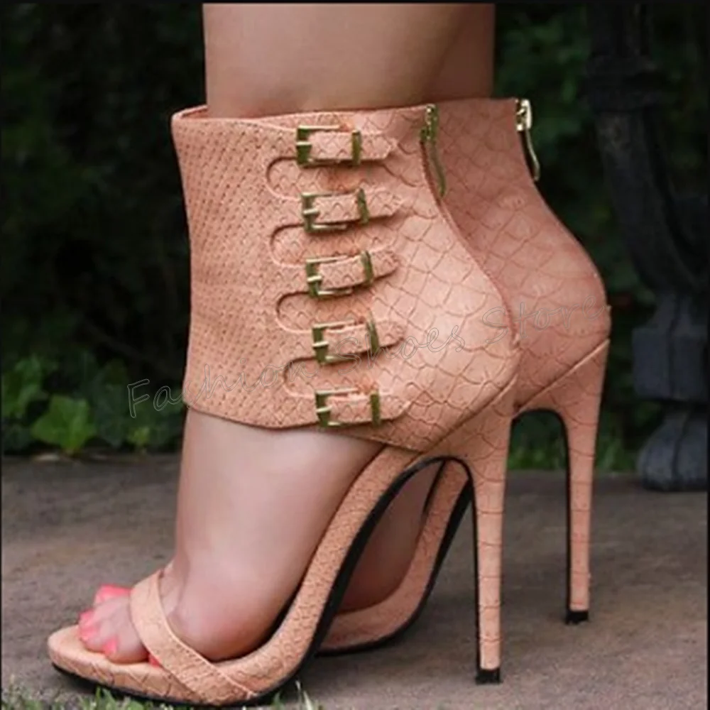 

Apricot Buckle Decor Open Toe Sandals Stilettos High Heels High Heel Shoes for Women Fashion Heels 2025 New Zapatos Para Mujere