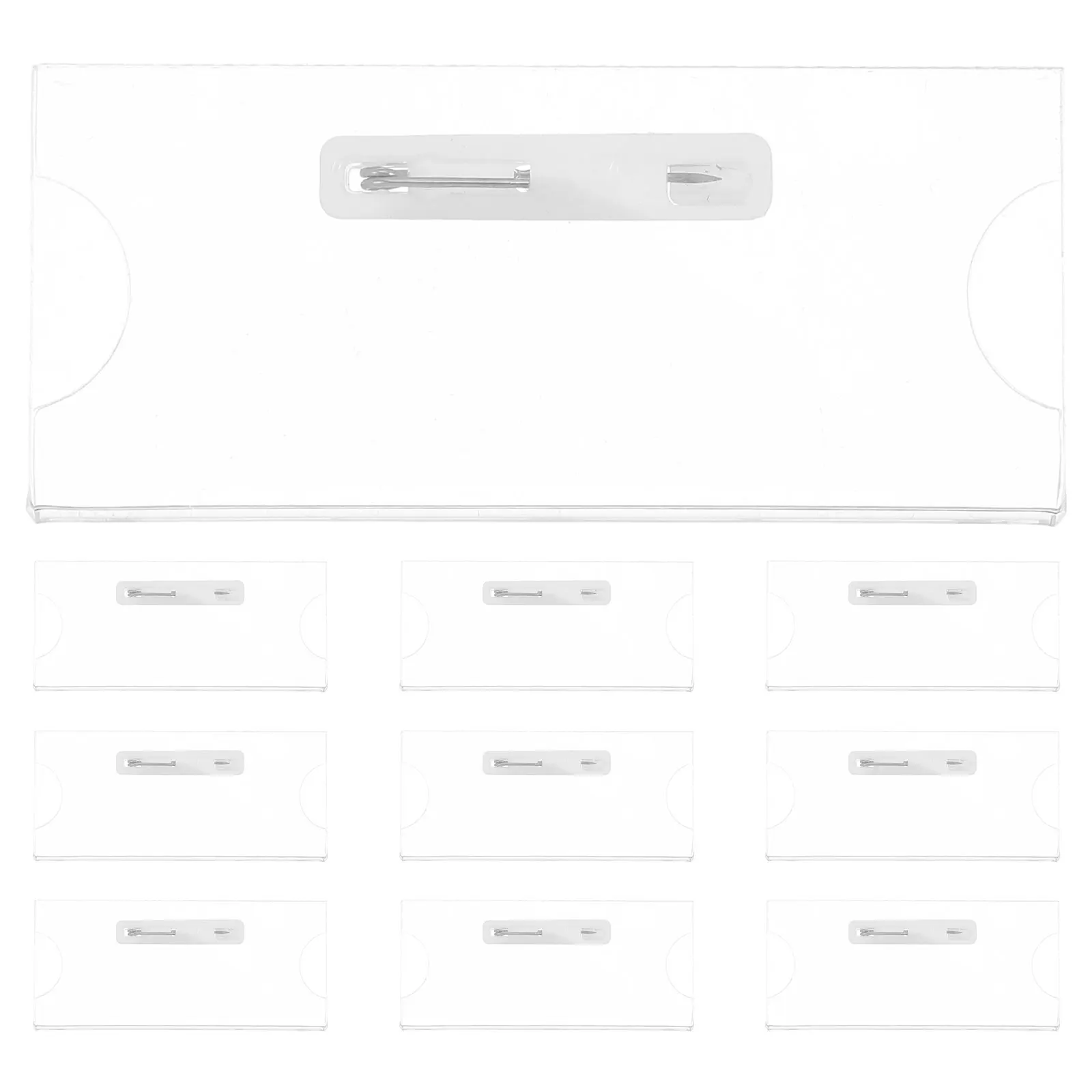 

10pcs Acrylic Name Badges Transparent Id Badge Holders Smooth Officer Staff Employee Student Identity Tag Holders For