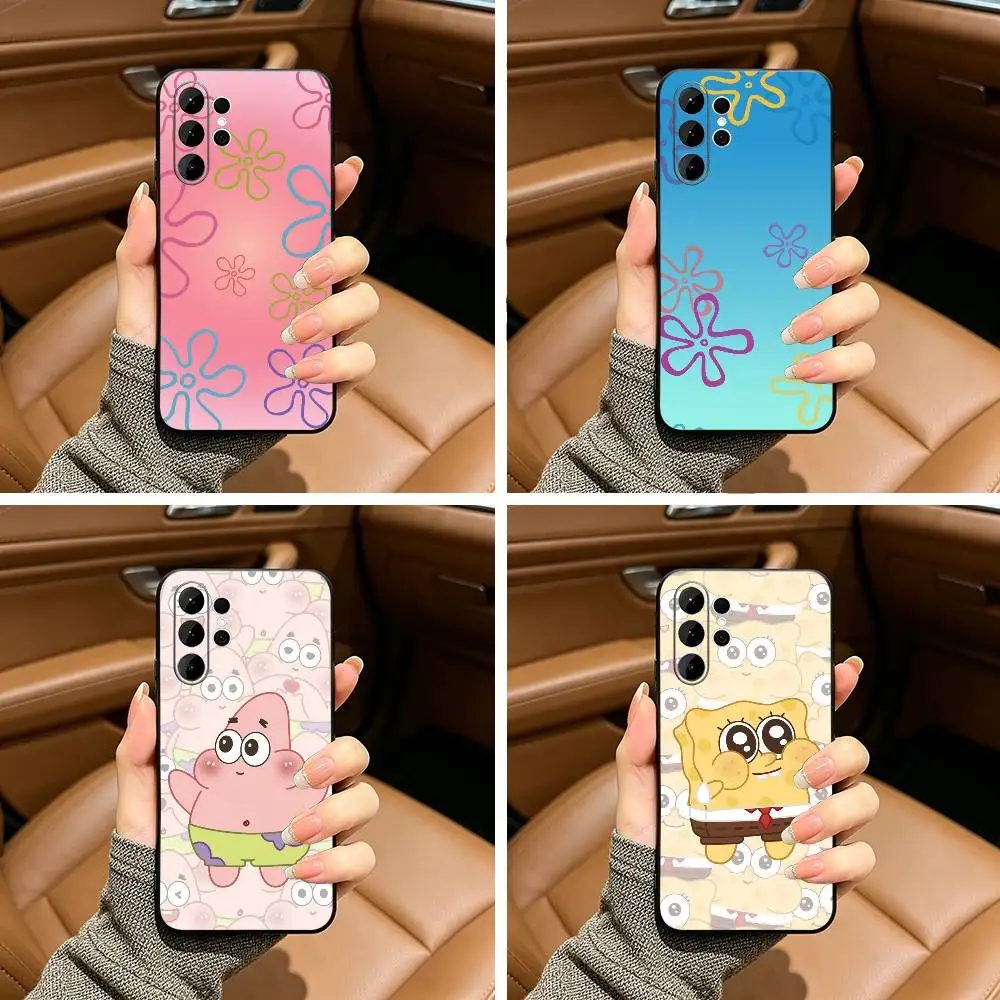 Comedy Animation- SpongeBob-S- SquarePants Phone Case For Samsung S25,S24,S21,S22,S23,S30,Ultra,S20,Plus,Black Soft Silicone