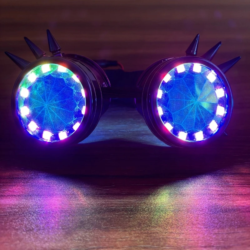 Lunettes LED Punk rechargeables arc-en-ciel, lumière polychrome, Costume DJ Rave Eye pour fête en boîte de nuit
