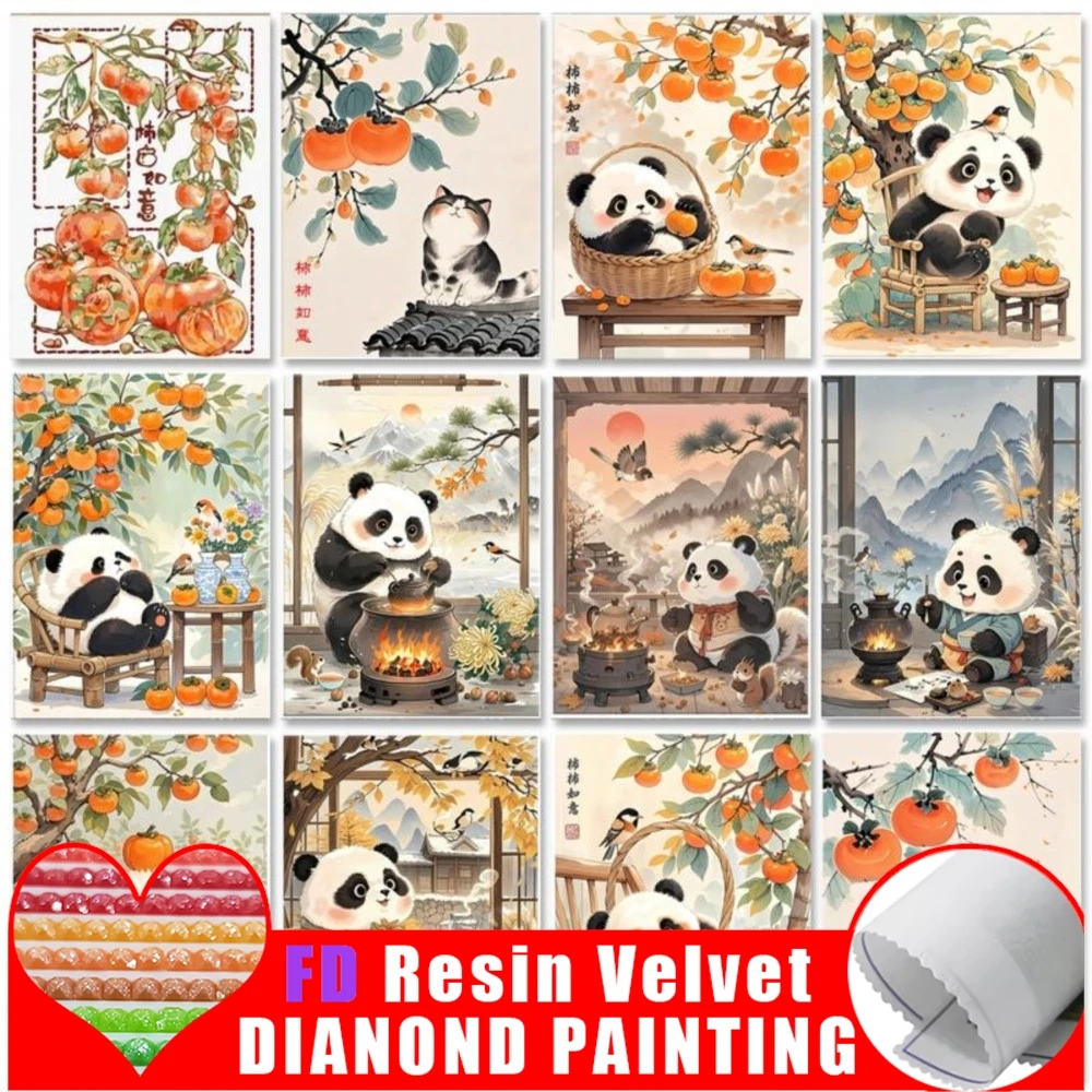

FD смола 5D алмазная живопись иллюстрация животное панда мозаика хурма украшение дома мультфильм DIY ручная работа горный хрусталь подарок