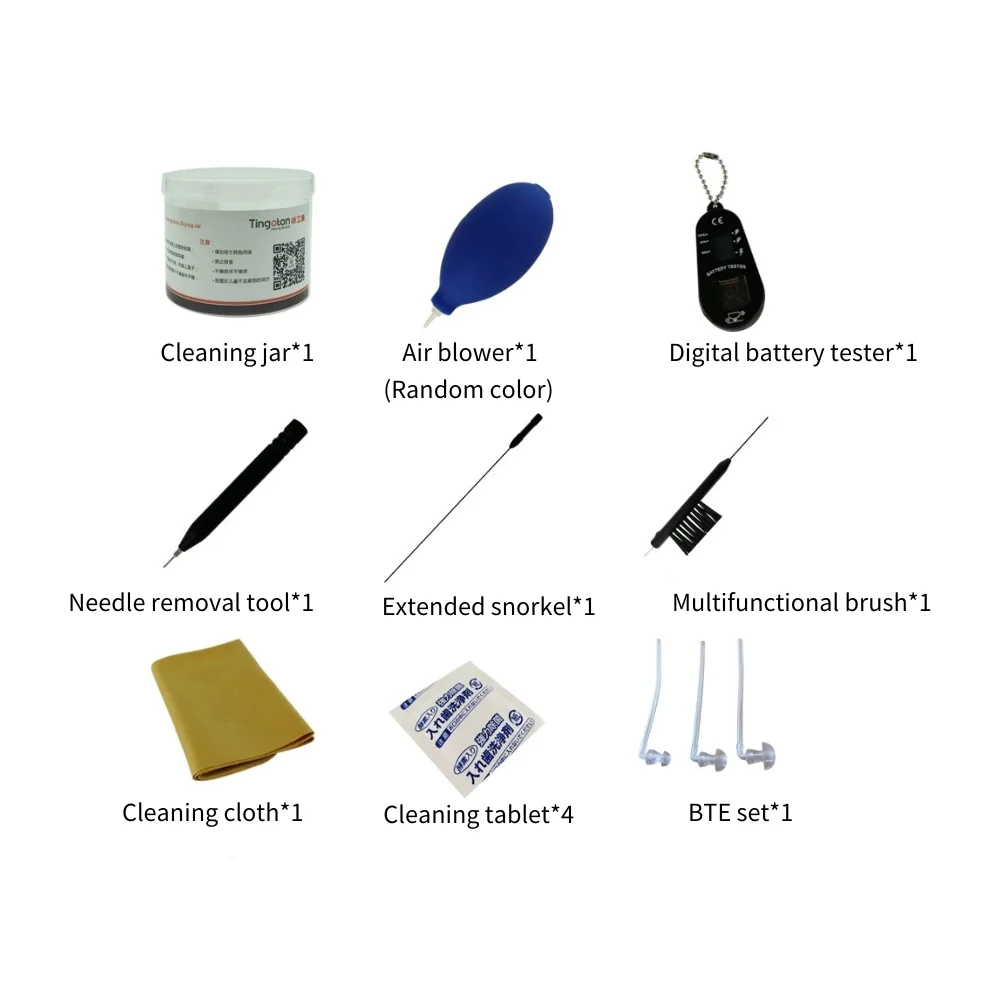 Hearing Aid Daily Maintenance Cleaning Kit with Brush Cleaning Tool Battery Tester Air Blower for BTE ITE ITC CIC RIC