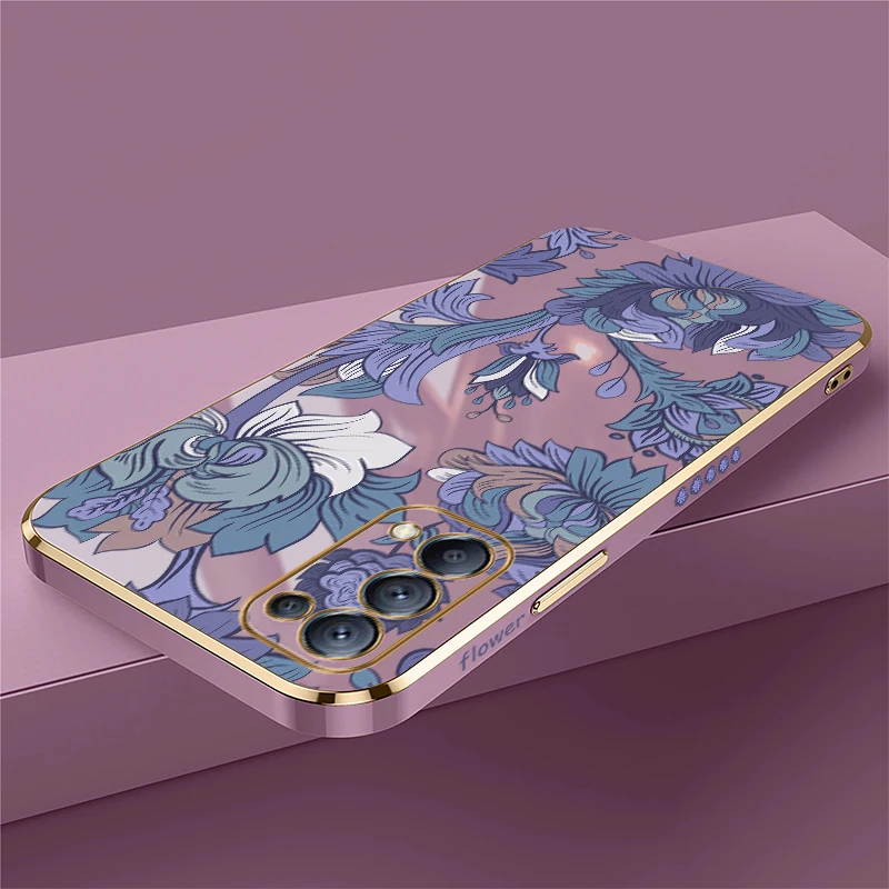 الفاخرة تصفيح لينة جراب هاتف ل ممن لهم رينو 5 5G 5F 5K 4Z 4G 2 2Z 2F 4 5 6 7 لايت السيليكون للصدمات خمر زهرة طباعة غطاء #2