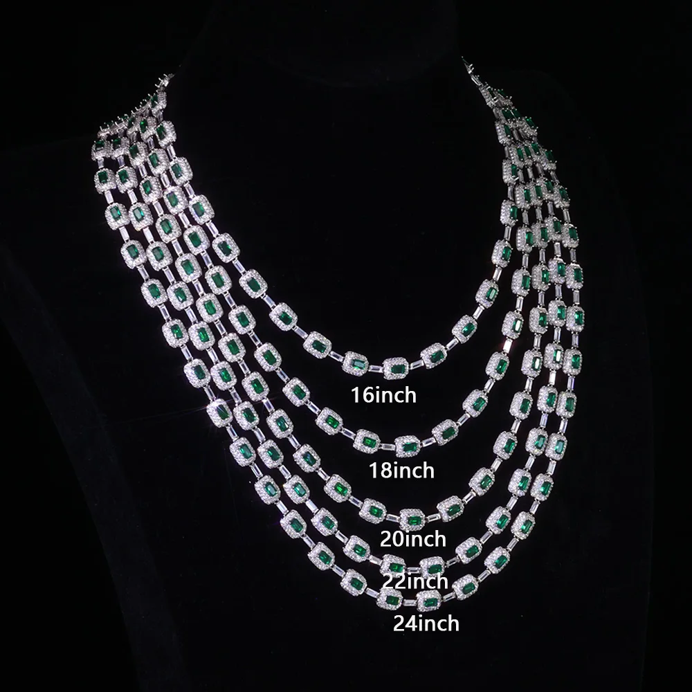 Men's White Gold Emerald Bracelet with Diamond