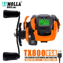 SAMOLLA 전자 베이트 캐스팅 낚시 릴, 대형 LED 스크린, 고속 7.2:1, 10kg 바닷물 방수 캐스팅 드럼 캐스팅