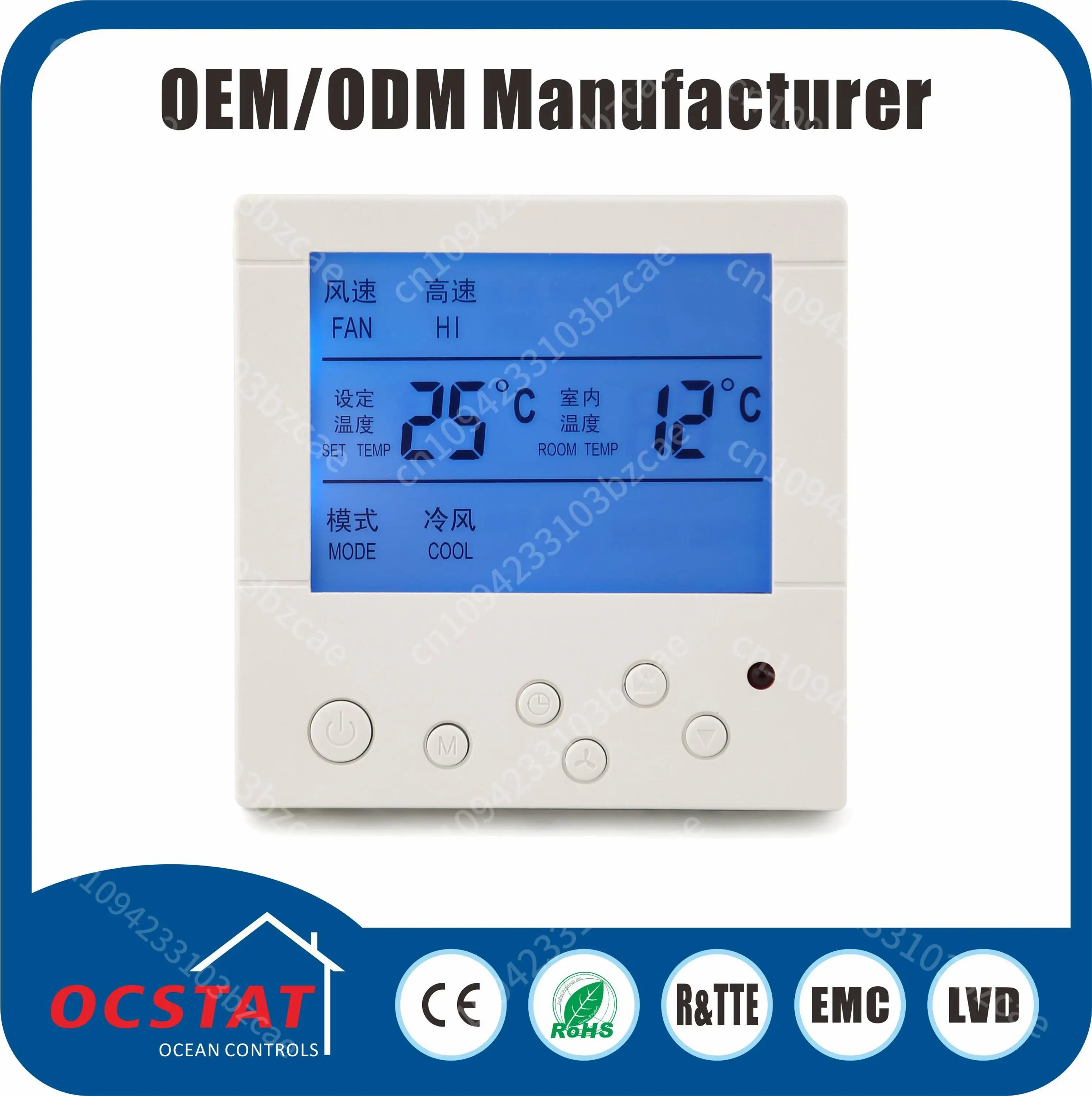 Fan Speed Adjustment Central Air Conditioner Controller FCU Cold Room Thermostat