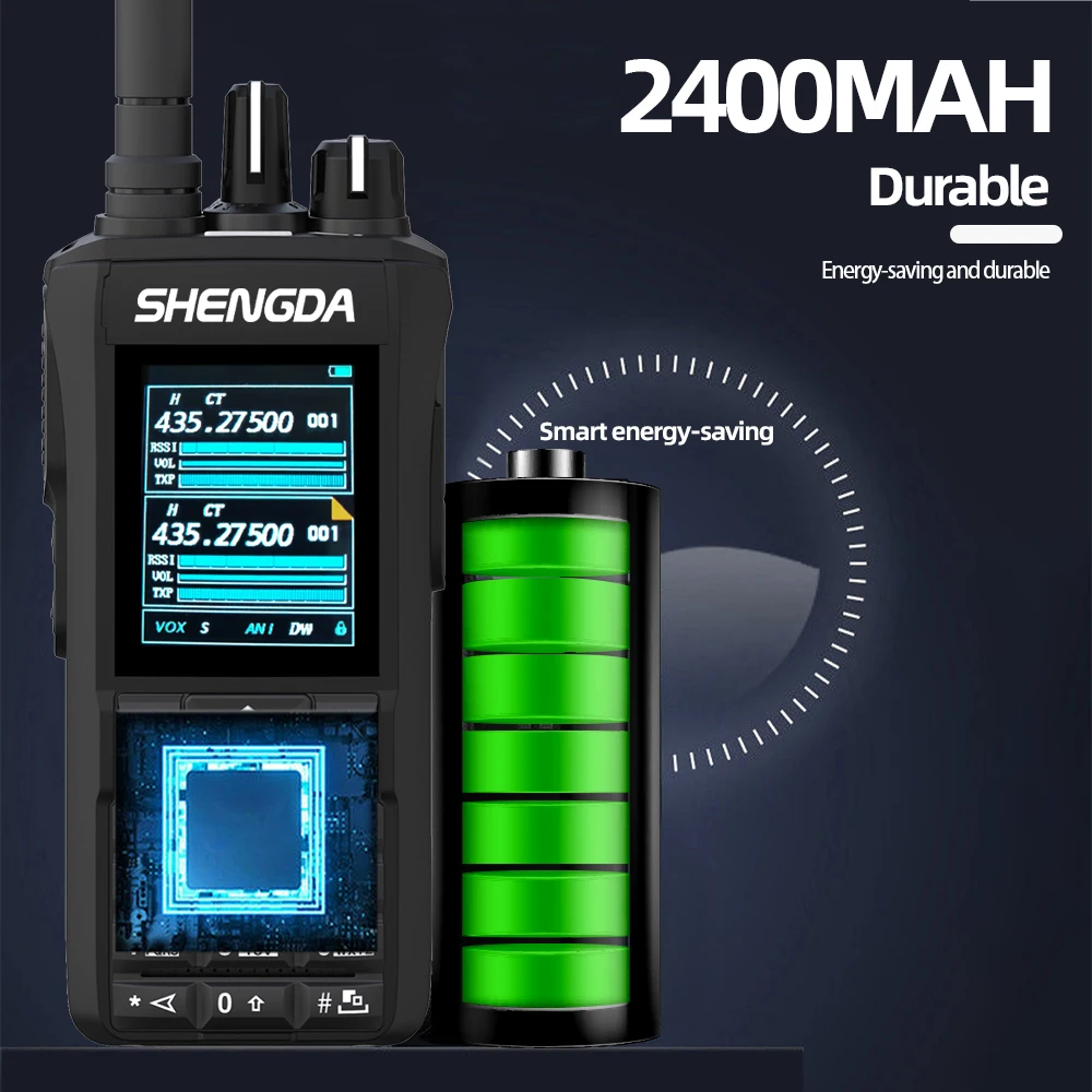 SD-R7 トランシーバー 10w ワンキー周波数マッチング チャンネルスキャン UHF/VHF 4バンド 2インチカラースクリーン Type-C充電/デスクチャージャー