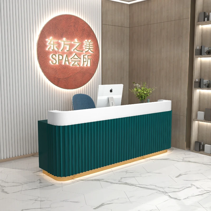 Light luxury lacquered Reception Desks clothing modern Reception Desks arc-shaped beauty Office Furniture receptie ZY40JDT