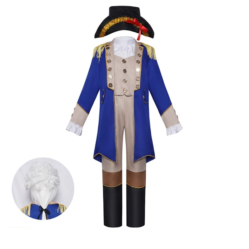 

New Medieval Renaissance Cosplay Costume Halloween President Role Play Outfit Kids Formal Gown Stage Performance Fancy Dress