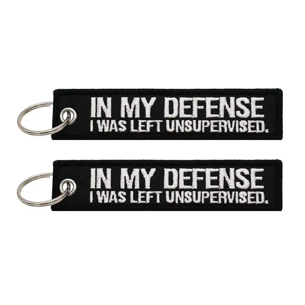 IN MY DEFENSE I WAS LEFT UNSUPERVISED Embroidery Functional Keychain Y4-81