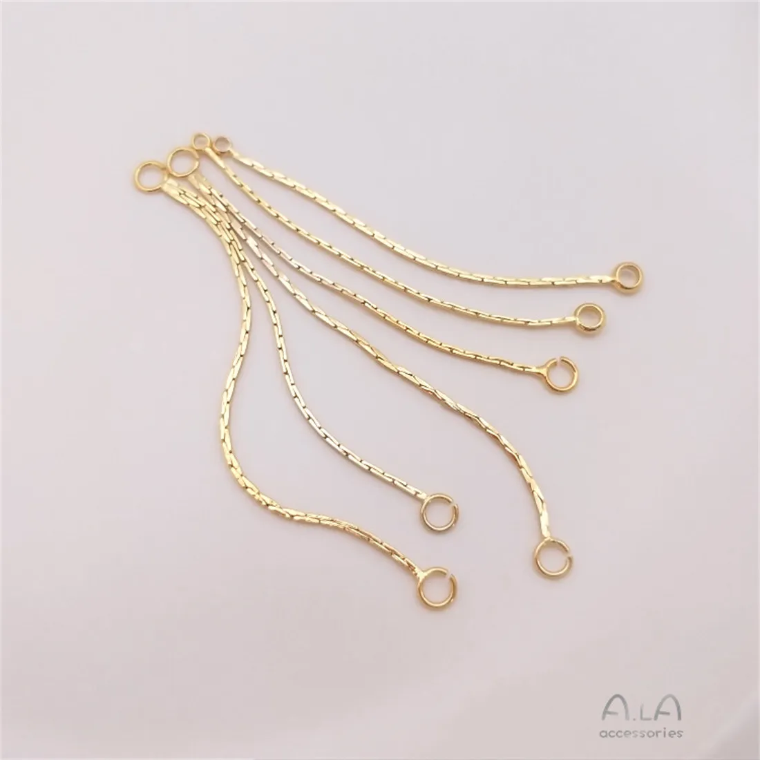 14K Gold-plated Double-ring Earring Tassel Handmade Diy Jewelry Pendant Ear Hanging Accessories B832