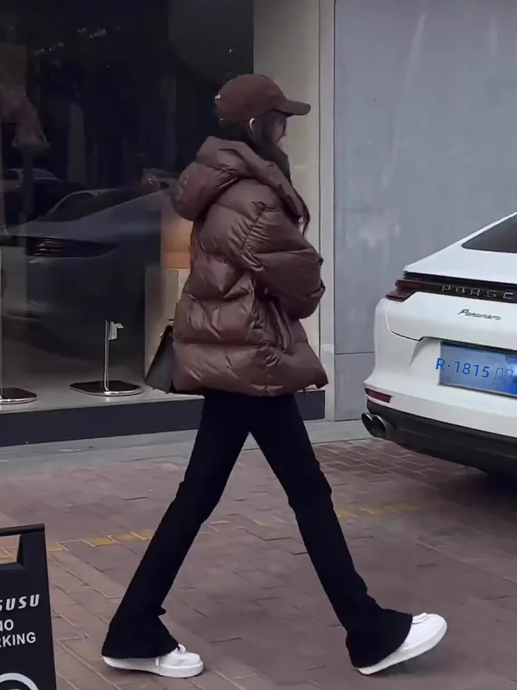 

Премиум пуховик-куртка женская зимняя, цвет кофе, с капюшоном, для небольших размеров