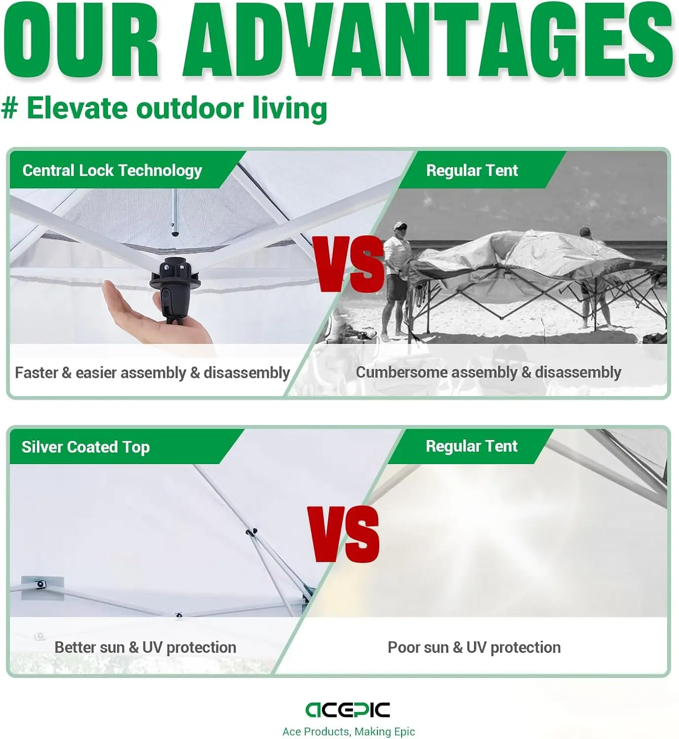 خيمة مظلة منبثقة فورية مع جدار جانبي للجيب ، مأوى شمس سهل الإعداد ، حقيبة حمل بعجلات للسقف بفتحة تهوية ، 8 حصص ، 4 Sa ، 10x10