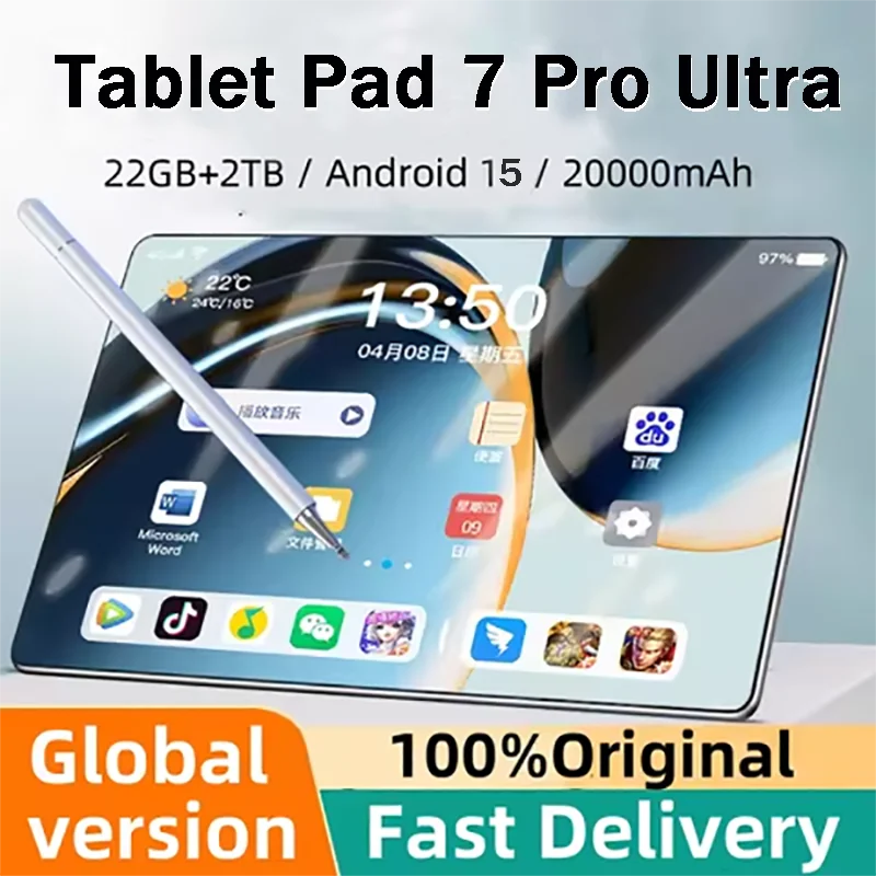 2025 НОВЫЙ планшет Pad 7 Pro Ultra, 11 дюймов, новейший глобальный первый Android 15 Snapdragon8Gen3, 22 ГБ + 2048 ГБ HD-экран, Wi-Fi, GPS, 5G 2025 НОВЫЙ планшет Pad 7 Pro Ultra, 11 дюймов, новейший глобальный первый Android 15 Snapdragon8Gen3, 22 ГБ + 2048 ГБ HD-экран, Wi-Fi, GPS, 5G