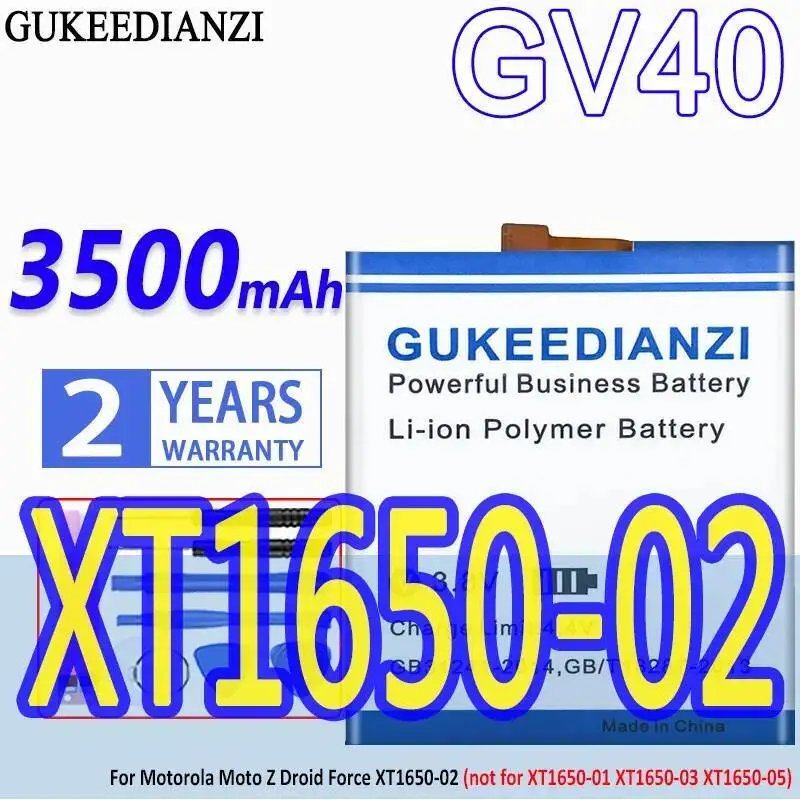 

Mobile Phone Battery GV40 3500Mah For Motorola Moto Z Droid Force XT1650-02 Not Fit XT1650-01 XT1650-03 XT1650-05