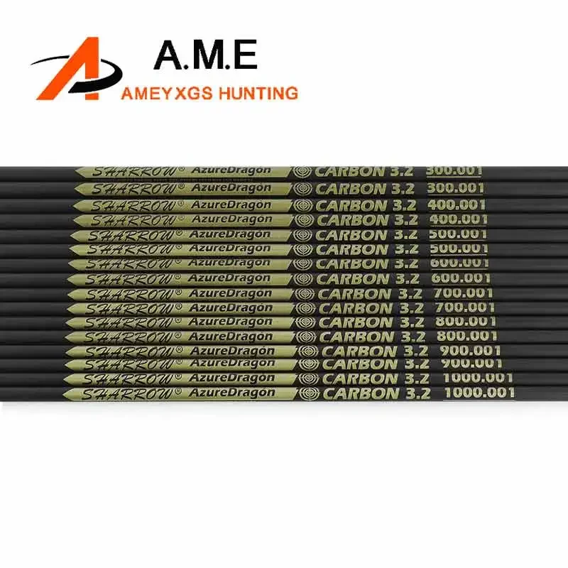 6/12pcs 24T Pure Carbon Arrow Shaft 32Inch Spine 300-1000 +/- .001 inch Archery Bolts ID3.2mm Bow Arrow Hunting Shooting Shaft