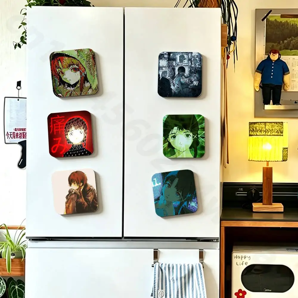 Serial Experiments Lain Fridge Magnet Personalized Magnetic Durable Plastic Square Picture Surface Fridge Magnets