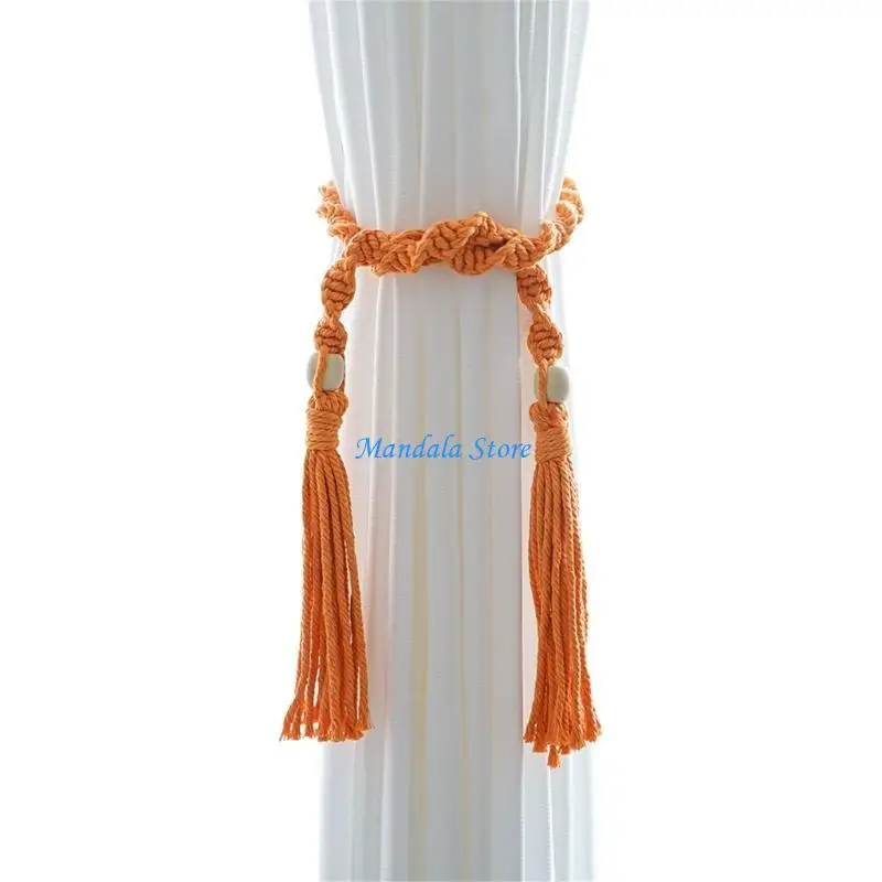 

U2JC Natural Cotton Rope Curtain Tieback Holdback Convenient Woven Curtain Tiebacks
