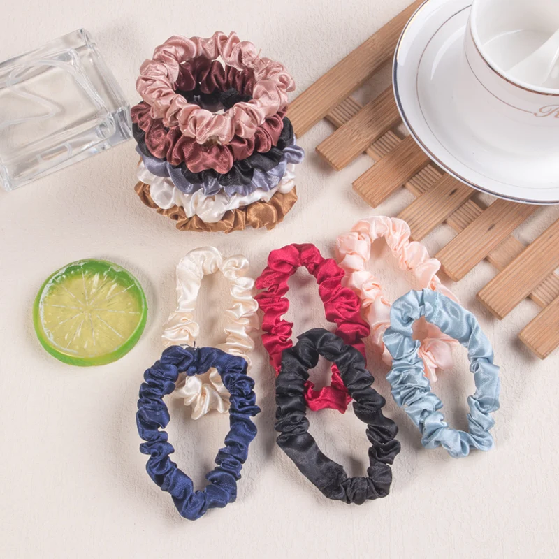 6pcs/set Women Elastic Hair Ties Soft Satin Hairbands Ties Ponytail Holder Scrunchies Kids Hair Accessories