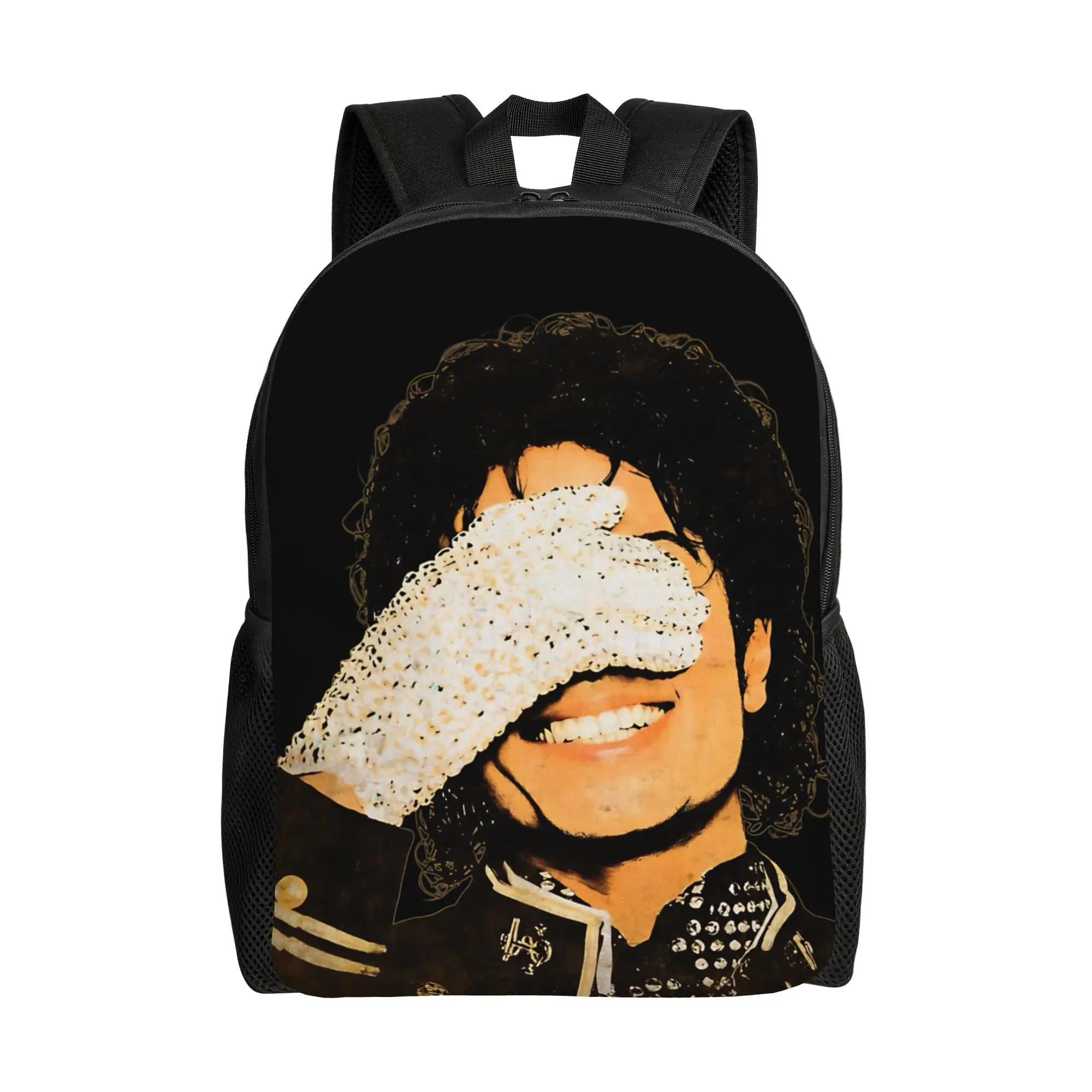 MJ Sparkling Glove Portrait Backpack for Men Women Fashion High School Business Daypack M-Michaels College Shoulder Bag Outdoor