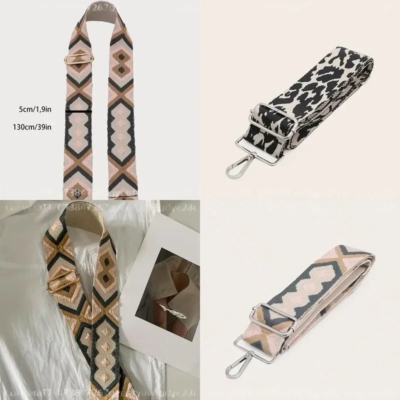 Correa ajustable para bolso, patrón geométrico de moda, estilo étnico, cinturón de hombro, accesorios universales de repuesto para bolso para mujer