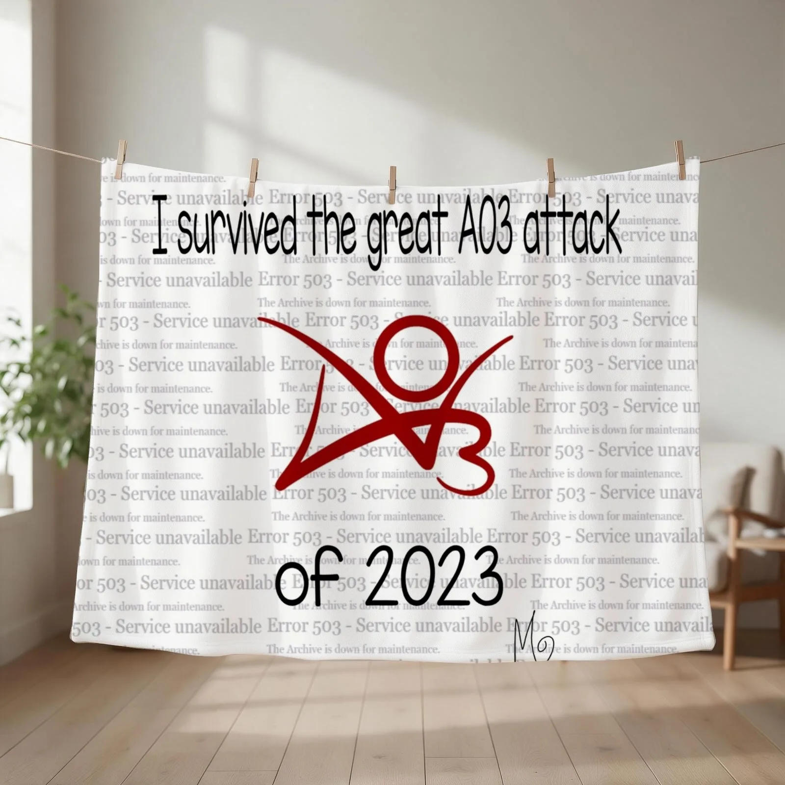 I survived the great AO3 attack of 2023 Throw Blanket Warm For Decorative Sofa for babies Blankets