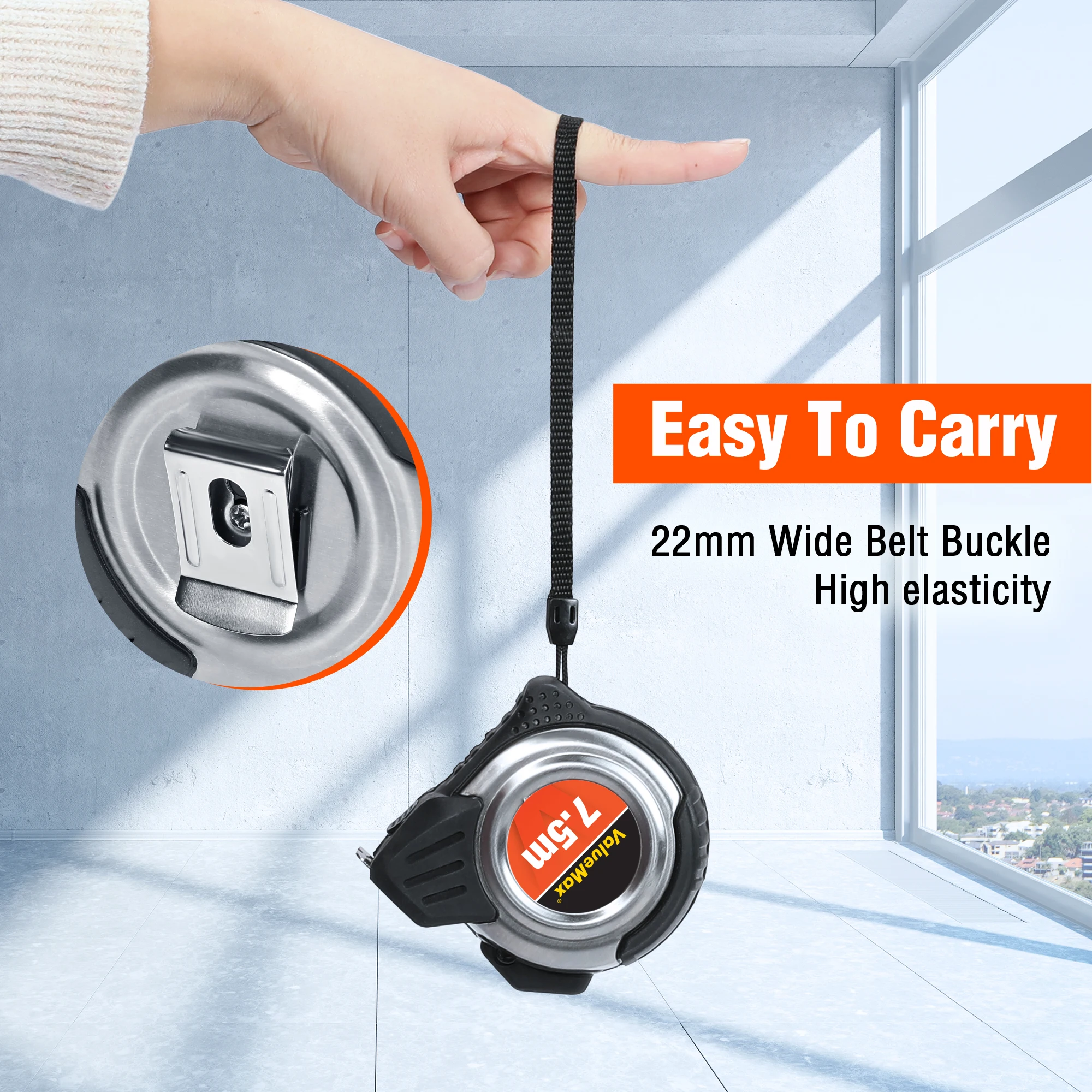 ValueMax 7.5M Metric Tape Measure Ruler Auto-Lock Retractable Distance Measurement Woodworking Measuring Tool