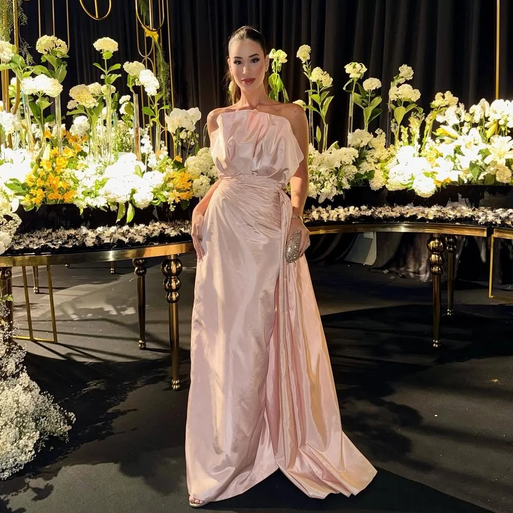 Personalizado de alta qualidade simples plissado ruched em linha reta sem alças vestidos longos sob medida vestidos de ocasião tamanhos disponíveis formal