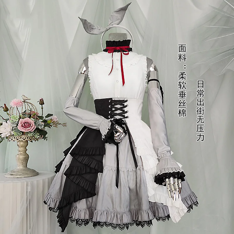 

In Stock！ Game Project Sekai 25 hours world Cosplay Costume Black and Grey lace Dress Women Lolita New suit G