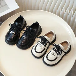 Zapatos de cuero para niña, calzado elegante de princesa, suela suave, individual, universitario, primavera y otoño, novedad de 2024
