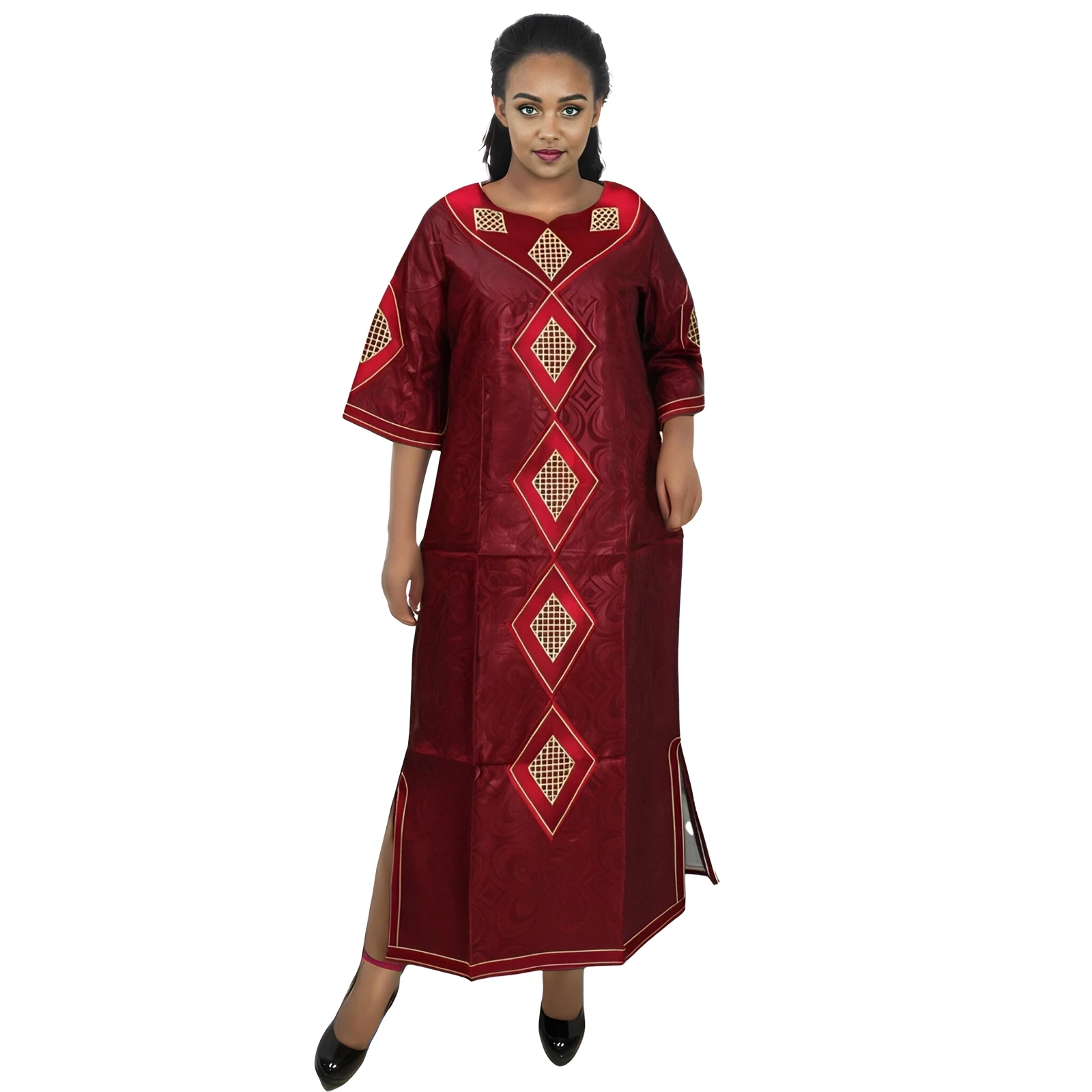 

African Dresses For Woman Bazin Riche Embroidery Design Long Dress