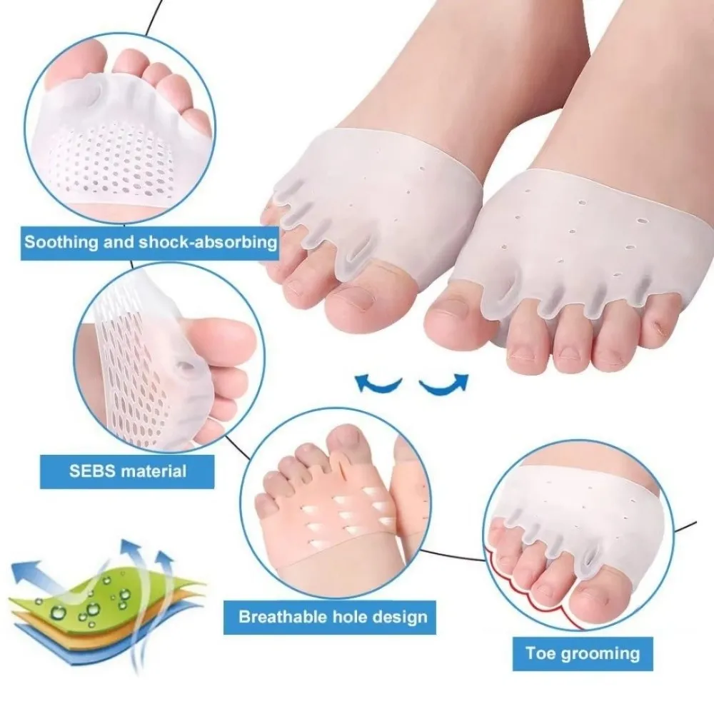 New SEBS Forefoot Pads Honeycomb Cushioning Toe Separation Toe Separators Waterproof Reusable Toe Sleeves Adult Foot Care