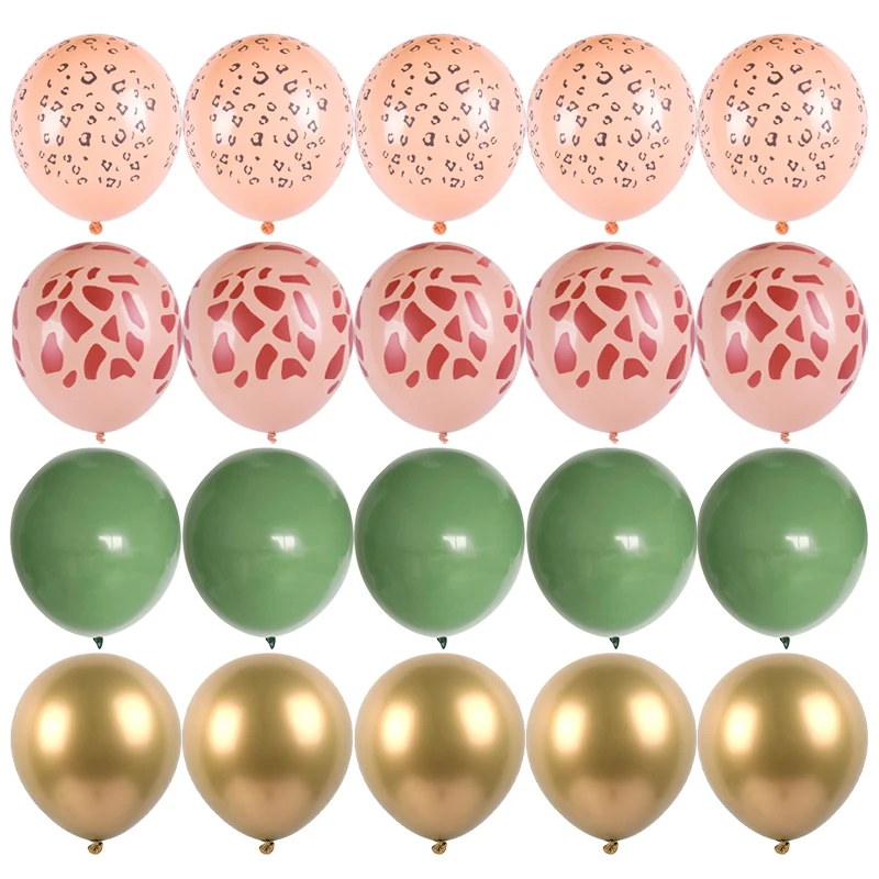 20pcs Retro Green Gold White Latex Balloons Birthday Party Balls Globos Jungle Animal Baby Shower Balloon Wedding Party Supplies