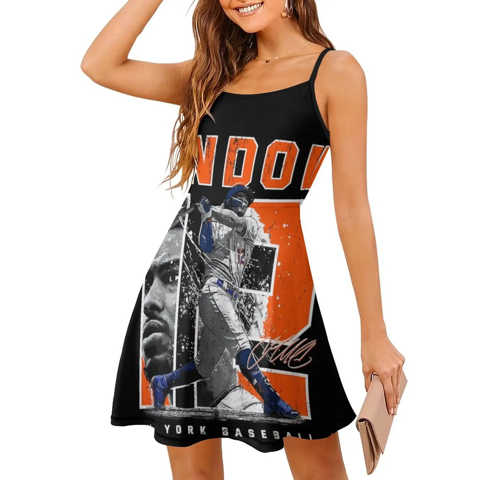 Sexy Lindor New York Baseball Art Women's Sling Dress Clubs Woman's Clothing Suspender Dress Creative