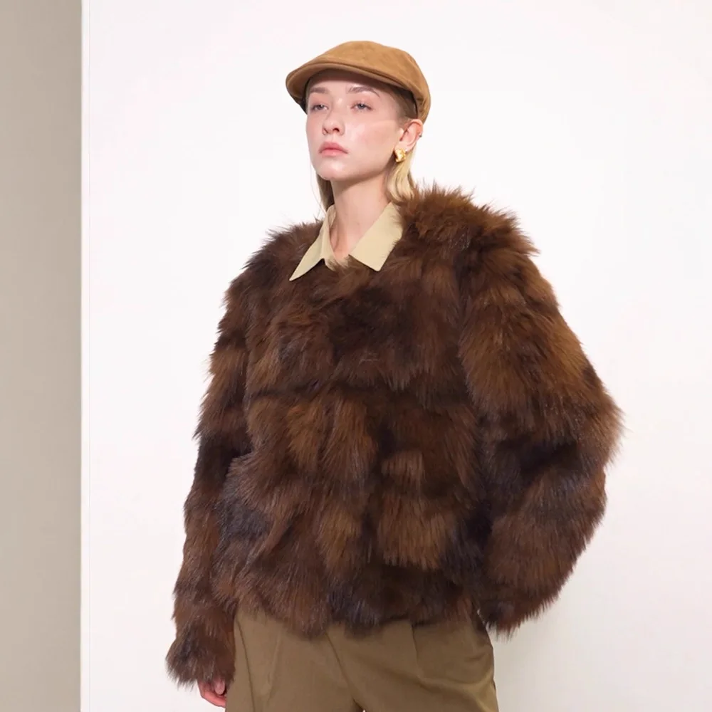 フェイクファーコート ロングコート レディース コージー フェスティバル マザー ブリティッシュスタイル アバンギャルド ペルシュ 防風 エポレット フェミニナ プリント インス