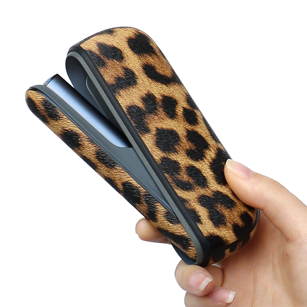 Novo estilo leopardo capa lateral + caso de couro para iqos iluma titular bolsa acessórios proteção