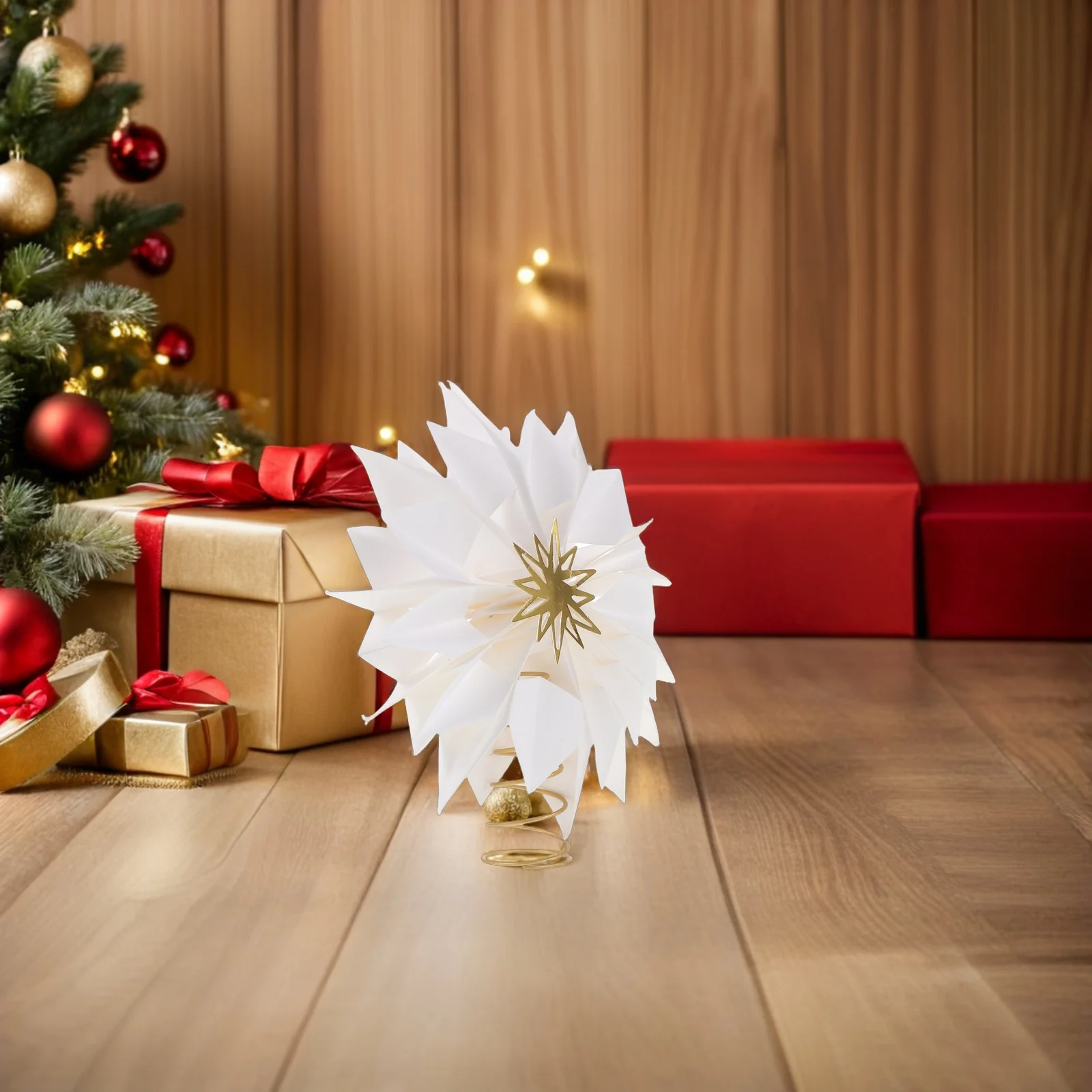 

Elegant Paper Snowflake Tree Topper for Christmas Decoration Modern Rustic Winter Ornament Ideal Treetop Accent for Artificial