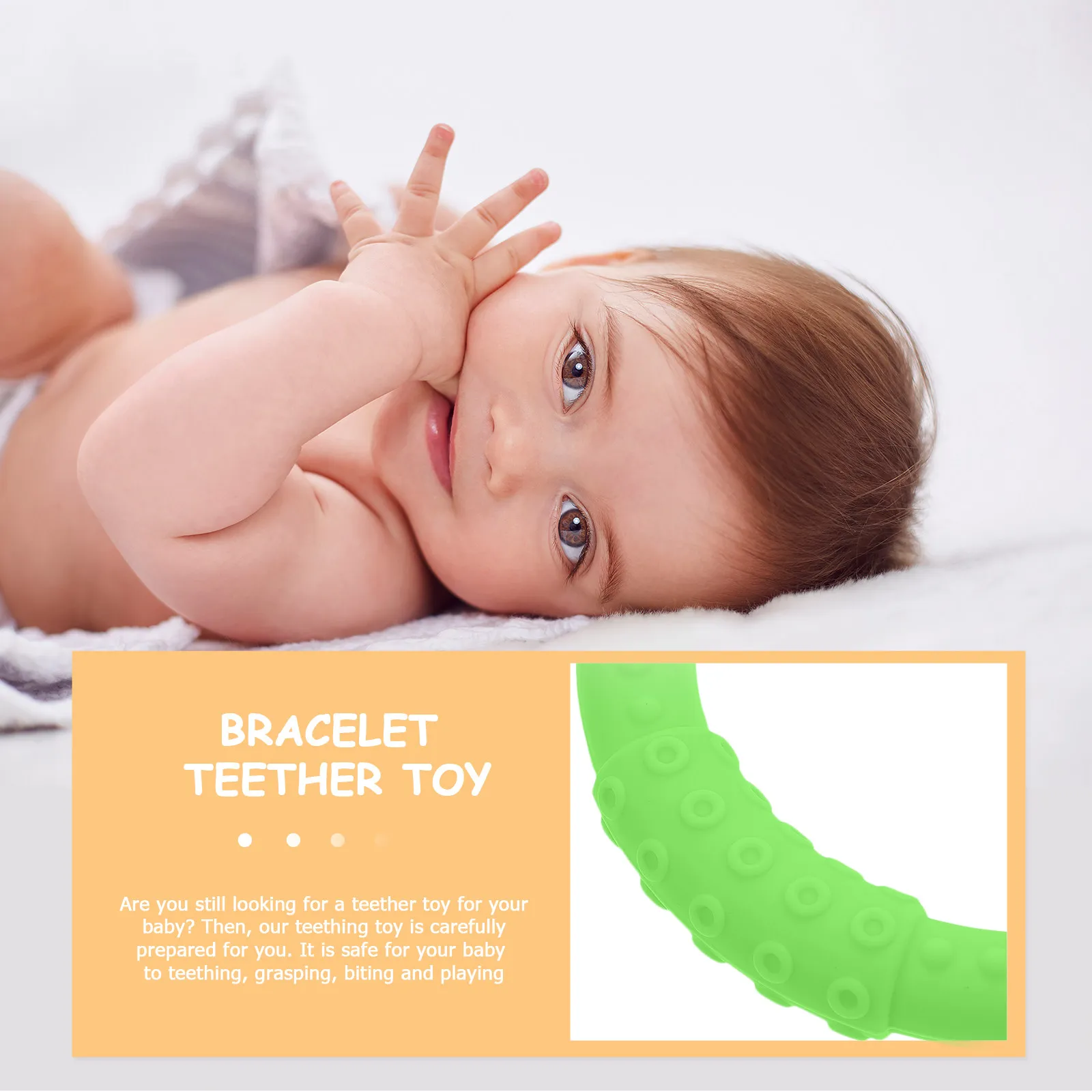

1Pcs Infant Baby Teether Silicone Bracelet Soft Round Chewing Ring Teeth Soother Safe Healthy Molar Aid Bracelet Teether Toy