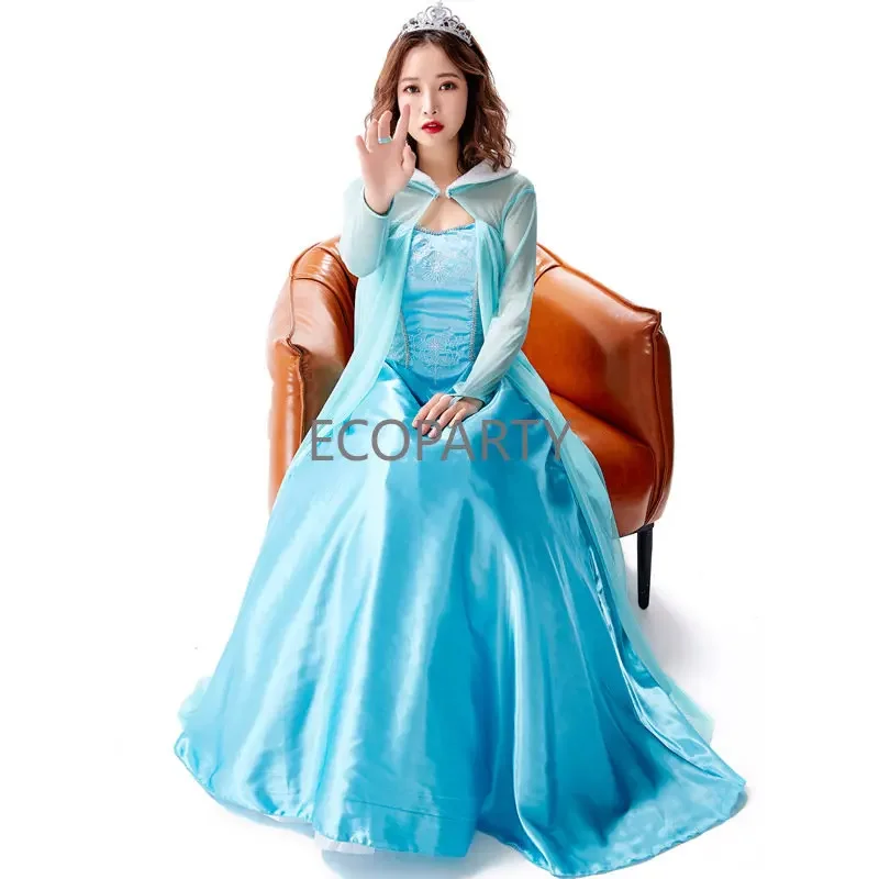 فيلم ملكة الثلج للهالوين الكبار شخصية كرتونية زي أداء آنا تأثيري ماكياج الرقص الأميرة عائشة فستان كبير