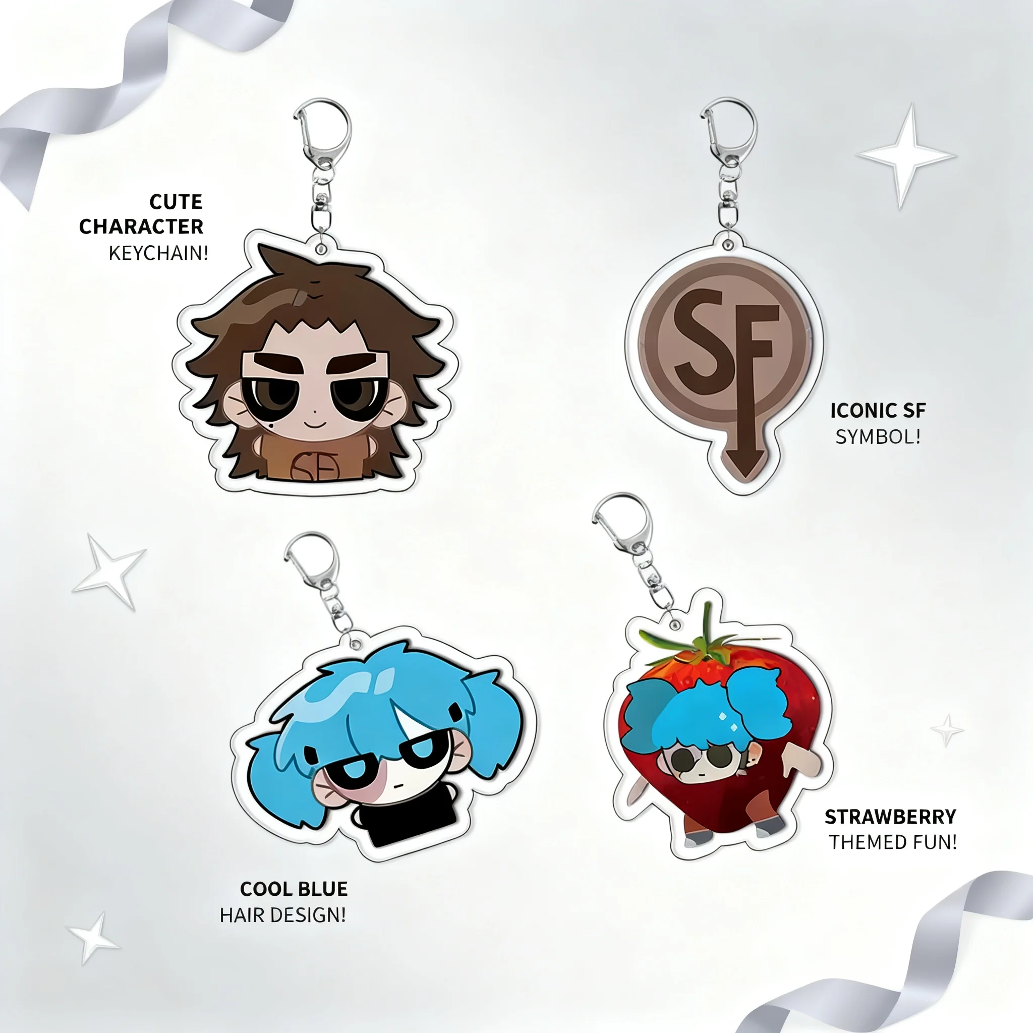 

Sally Face Keychain Cute Face Acrylic Double Sided Keychain Anime Backpack Accessory Pendant Cartoon Merchandise