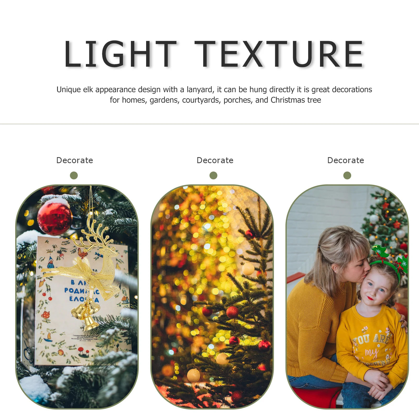 

8Pcs Small Bell Decor Christmas Hanging Ornament Cute Elk Pendant for Holiday Party Yard Courtyard Xmas Themed Ornament