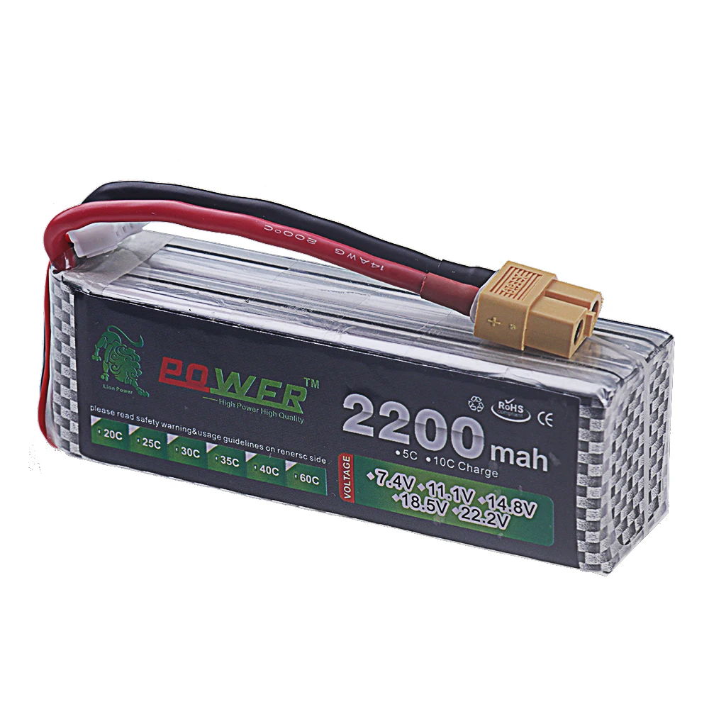 Batteria LiPo 4S 2200mAh 40C ~ 60C 14.8V con spina XT60/Deans T per Drone FPV RC auto barche camion aereo parti UAV batteria 4S