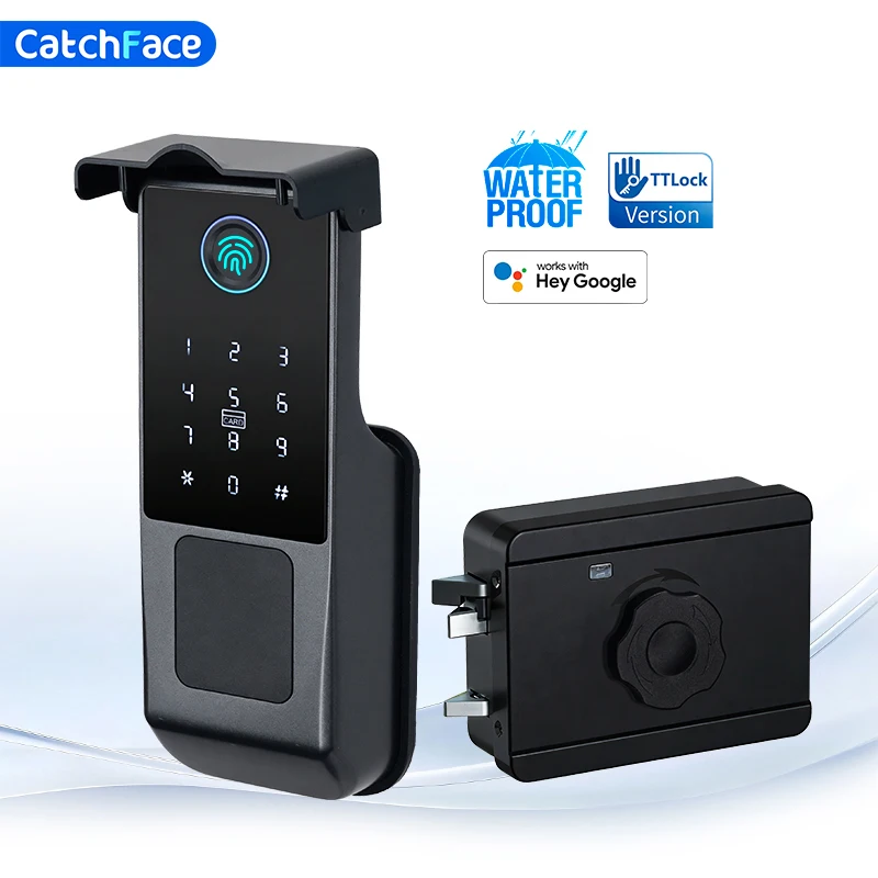 Saudi TTLock Version Electronic mortise Fingerprint Waterproof Outdoor Gate Passcode Rfid Card Keyless Smart Door Lock