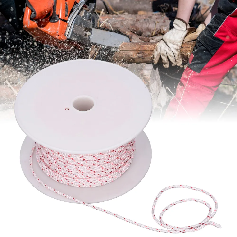 Durable Universal Recoil Starter Rope Nylon Compact Pull Starter Cord White and Red String Chain Saw Rope