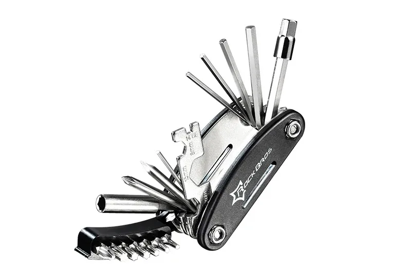 ROCKBROS 16-in-1 Fahrrad-Multifunktions-Reparaturwerkzeug-Set mit Sechskant-Speichenschlüssel, Schraubendreher und Schraubenschlüssel für Mountainbikes, Schwarz – Detail 20
