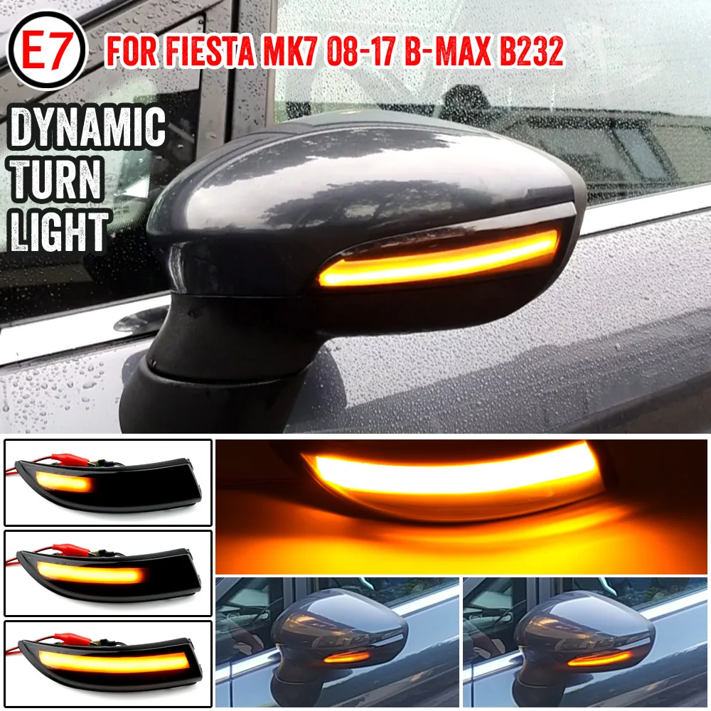 Luz LED dinámica de señal de giro, indicador de espejo retrovisor de ala lateral para Ford Fiesta Mk7 2008-2017, Ford b-max, 2 piezas