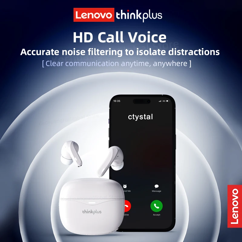 Lenovo XT52 Bluetooth 5.4 Earphones TWS Hifi Stereo Wireless Headphones Gamer Headset Noise Reduction Sports Earbuds 2025 New